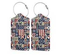 2 Pack Luggage Tags with Name Id Cards East Coast Nautical Flags and Symbols Baggage Tags Backpack Suitcase Labels Travel Bag Identifiers for Women Men