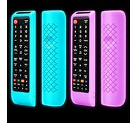 2 Pack Luminous Silicone Remote Cover for Samsung Smart TV Remote Control | Glow silicone sleeve finds lost remotes fast. Anti-slip shock-proof cover with lanyard prevents Samsung TV remote drops.