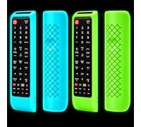 2 Pack Luminous Silicone Remote Cover for Samsung Smart TV Remote Control | Glow silicone sleeve finds lost remotes fast. Anti-slip shock-proof cover with lanyard prevents Samsung TV remote drops.