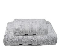 2 Pack Luxury Bath Towel Set Premium 100% Cotton Zero Twist 600GSM Bathroom Towels Ultra Absorbent & Quick Dry Hotel Quality White | 1 Bath Towels, 1 Hand Towels (Silver Grey, 2)
