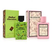 2 Pack Luxury Dubai Chocolate Pistachio Kunafa + Blossom Women 2 × 100ml | EDP Perfume Duo for Women - Sweet, Fruity, Floral & Warm Fragrances with Long-Lasting Eau de Parfum Scent