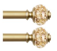 2 Pack Luxury Gold Curtain Poles for Eyelet Curtains 80 to 218 cm, USFOOK 22mm Decorative Curtain Pole for Bedroom, Adjustable Drapery Rod for Windows