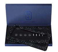 2 Pack Luxury Handcrafted Black Rhinestone Premium Stainless Steel Bling License Plate Frame with Gift Box | 1000+ pcs Finest 14 Facets SS20 Black Rhinestone Crystal | Anti-Theft Screw Cap
