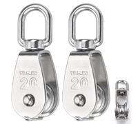 2 Pack M20 Single Pulley Block, 304 Stainless Steel Pulley Roller 360 Degrees Swivel Pulley for Washing line Ropes - Safe Loading up to 75KG