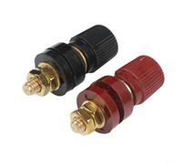 2 Pack M6 Binding Post Terminals, Brass Alloy 85a High Current Connector With Insulated Base For Welding Machines, Generators, Red And Black
