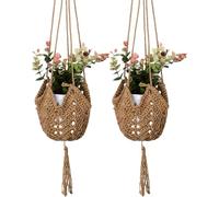 2 Pack Macrame Plant Hanger With Jute Rope, 101CM Indoor Outdoor Planter Baskets and Hanging Hooks for Balcony, Garden, Home Decor