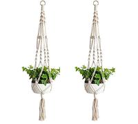 2 Pack Macrame Plant Hangers, Basket Cotton Rope Hanging Planter Holder Wall Flower Pots Hanger for Indoor Outdoor Garden Balcony Ceiling Household Decoration 105CM