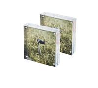 2 Pack Magnetic Acrylic Picture Photo Frame 4x4, Double Sided Frameless 10+10mm Floating Display Frame,Clear Glass Like,Free Standing for Art,Ornament Plant Specimen,Easy to Change