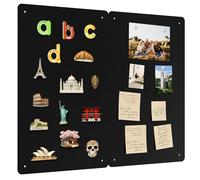 2 Pack Magnetic Board for Wall, 17.5" x 11.4" Magnet Bulletin Memo Board, Metal Sheets to Display Magnetic Letter Number Souvenir, Notes, Poetry, Photos, Black