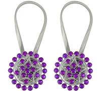 2 Pack Magnetic Curtain Tiebacks 15 Inch Holdbacks Window Tassels Tie Backs Clips Decorative Rope Holdback Holder, Purple