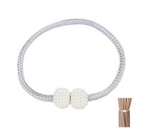 2 Pack Magnetic Curtain Tiebacks - 50 cm Handmade Woven Rope Holdbacks, Cream Tie Backs for Curtains, Rope Tie Backs, No Drill Curtain Accessories for Home and Office Drapery, Strong Magnet Design