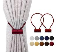 2 Pack Magnetic Curtain Tiebacks -Drapery Tie Backs, Modern Strong 16Inch Magnetic Twist Tie Band Decorative Curtain Holdbacks for Window Draperies (Burgundy)