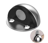 2 Pack Magnetic Door Stop, Stainless Steel Floor Door Stoppers with Screws and Self-Adhesive Pads-Sound Dampening Rubber Buffer Oval DoorStops for Home Office Patio Silver