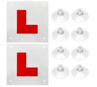 2-Pack Magnetic L Plates for Car and Motorbike UK, Reflective Learner Plates with Suction Cups for Inside Window, Reflect Light When Driving at Night New Driver Safety