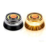 2 Pack Magnetic LED Warning Light - LED Emergency Warning Light with Battery & Magnetic Base, Light Emergency Safety Beacon for Car Motorcycle Roadside Breakdown [Energy Class