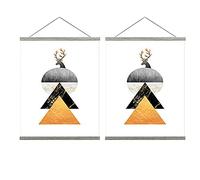 2 Pack Magnetic Poster Hanger Frame, 36x24 36x48 36x12 Light Wood Wooden Magnet Canvas Artwork Print Dowel Poster Hangers Frames Hanging Kit (Grey, 36", 2 Packs)