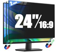 [2 Pack] Magnetic Privacy Screen for 24 Inch 16:9 Aspect Ratio Computer Monitor with Removable Anti Glare Blue Light Filter & Anti Spy Shield - Eye Protection Protector Film for Desktop PC