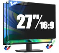 [2 Pack] Magnetic Privacy Screen for 27 Inch 16:9 Aspect Ratio Computer Monitor with Removable Anti Glare Blue Light Filter & Anti Spy Shield - Eye Protection Protector Film for Desktop PC