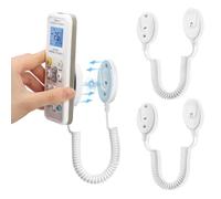 2-Pack Magnetic Remote Control Holders with Spring Ropes - Safely Secure Remotes & Small Items, Wall-Mount with Adhesive, Anti-Loss, Rapid Adsorption, Extendable Spring (White 43 inch, 2 pack)