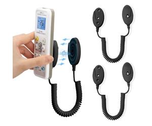2-Pack Magnetic Remote Control Holders with Spring Ropes - Safely Secure Remotes & Small Items, Wall-Mount with Adhesive, Anti-Loss, Rapid Adsorption, Extendable Spring (Black 43 inch, 2 pack)
