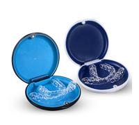 2 Pack Magnetic Retainer Box Case False Teeth Container, Retainer Container Mouth Guard Case Denture Box Holder for Night Guard, Braces, Bleaching Trays - Black & White