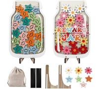 2 Pack Magnetic Reward Jar with Star and Flower Tokens for Children | Reward Behavior Jar for Kids Motivate Good Behavior, Rewards Incentive Chart and Token for Home and Classroom