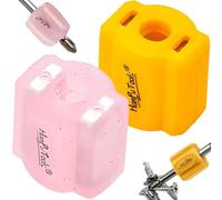 2-Pack Magnetic Screw Ring for Drill - Universal 4.5MM-6.5MM Anti-Slip Attachment, Removable Silicone Magnetizer Demagnetizer Tool for Hex Screwdriver and Power Bits (Yellow,Pink)