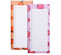 2 Pack Magnetic Shopping List Pad for Fridge, 100 Tear Off Sheets Magnet Notepad Grocery List, Fruit Design Magnetic Grocery List Pad for Fridge, Magnet Back Shopping Lists (Orange + Pomegranate)