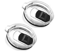 2 Pack Magnetic Slider Replacement Lid Compatible with Ember First and Second Generation Mugs, 14 oz, Splash-Proof, Black/Clear