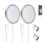 2 Pack Magnetic Wireless Charger, 15W Fast Charging Pad, Magnetic Charging Station, With 2 Pack 1M USB-A & Type-C Cable, Magnetic Alignment Charger for Magnetic Wireless Charging Devices
