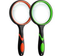 2 Pack Magnifying Glass, 10X Handheld Reading Magnifier, Non-Slip Soft Rubber Handheld Magnifying Glass Shatterproof Magnifying Glasses for Nature Observation Hobbies Seniors Reading