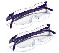 2 Pack Magnifying Glasses with 160% Bigger Clearer for Reading Hobbies and Close Work, Big Vision Glasses Hands Free Blue