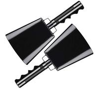 2 pack makers with handles. Cheering Bell sporting, football games, events. Large solid school hand bells. Cowbells. Percussion Musical Instrument. Cow Bell Alarm (Copper)(Black)