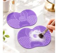 2-Pack Makeup Brush Cleaning Mats, Purple Textured Brush Cleaner Pads | Two purple textured cleaning mats make everyday brush washing simple, organized and easy to keep close.