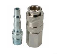2 Pack Male PCL to Female EURO Air Fitting Adapter, 1/4 Inch For BSP Thread Quick Release Connector with Built-in Valve for Air Compressor Hose, Zinc Plated
