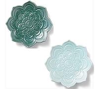 2 Pack Mandala Ceramic Jewelry Trinket Dish, Boho Crystal Holder Key Bowl | Gifts for Women, Friend, Birthday Christmas Valentines Present - Versatile Decorative Ring Holder Dish, Boho Home Table Decor