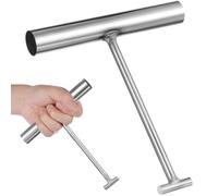 2 Pack Manhole Lifting Keys Heavy Duty Stainless Steel Manhole Cover Hook, T-Shape Drain Grate Lifter Tool for Maintenance Workers Outdoor Drain Cover Hook Lifter