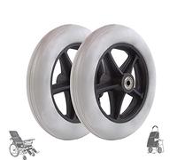 2 Pack Manual Wheelchair Caster Wheels 6/7/8 Inch, Solid Front Wheelchair Wheel Replacement, Strong Durable Wearproof Anti Skid Walker Wheels