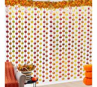 2 Pack Maple Leaves Foil Fringe Curtains Metallic Tinsel Streamers 3.3 x 6.6 Ft Red Gold Orange Maple Foil Fringe Backdrop Autumn Harvest Photo Booth Props for Fall Harvest Thanksgiving Party Decor