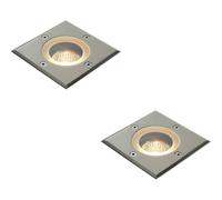 2 PACK Marine Grade IP65 Square Ground Light - 50W GU10 - Stainless Steel
