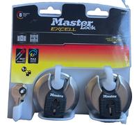 2 Pack Master Lock Excell Stainless Steel Discus 70mm Padlock Keyed M40EURT