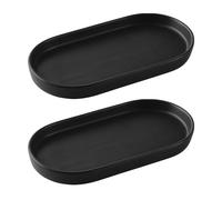 2 Pack Matte Black Round Soap Dispenser Tray - 8'' Ceramic Vanity Tray & Organizer Plate Set, Bathroom & Kitchen Countertop Decor for Soap Dispenser, Jewelry, Cosmetics, Sink