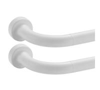 2 Pack Matte White Disc Curtain Rods, 28-48 Inches Window Curtain Rod,Adjustable Room Darkening Curtain Rod with Aluminum Finials and Brackets,Wrap Around Design