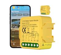 2 Pack Matter Smart Switch Module DIY Light Relay Switch, Works with HomeKit, Siri, Alexa, Google Home, SmartThings, Matter Light Switch Smart Home Automation with Remote Control (2 Gang, 2)