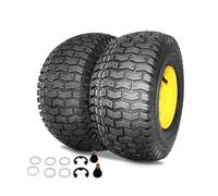 (2 Pack) MAXROLLORS 15x6.00-6 Tubeless Front Tires and Wheels, 3" Offset Hub, Compatible with 100 and D100 Series John Deere Riding Mowers, 3/4" Bearings, 4-Ply (15x6-6)