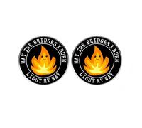 2-Pack May the Bridges I Burn Light My Way' Inspirational Fire Design Alloy Pins, Motivational Quote Badge, Cute Flame Pin for Personal Growth & Empowerment