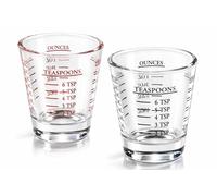 2 Pack Measuring Shot Glasses 30ml/1oz with 4 Measurement Scales , Ounce, Ml, Teaspoon, Tablespoon, Heavy Duty Glass Espresso Cups for Coffee, Medicine, Cocktail, Kitchen Liquid Measuring Tools