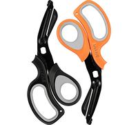 2 Pack Medical Scissors with Carabiner-7.5" Bandage Shears, Premium Quality Fluoride-Coated with Non-Stick Blades Stainless Steel Bandage Scissors (Black+Orange)