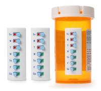2 Pack Medication Tracker and Reminder, Take-n-Slide Reusable Pill Tracker, Attach to Your Bottle 7 Day Medicine Vitamin Pet Pill Organizer Alternative Medication Aid White