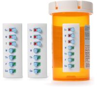 2 Pack Medication Tracker and Reminder, Take-n-Slide Reusable Pill Tracker, Attach to Your Bottle 7 Day Medicine Vitamin Pet Pill Organizer Alternative Medication Aid White